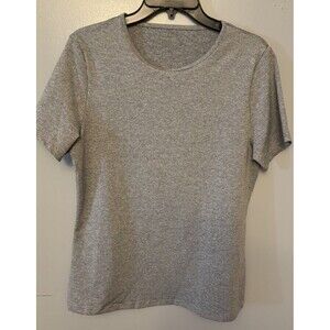 Shein Solid Tee Stretch Color Grey Size Large .